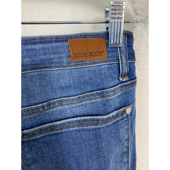 Judy Blue Womens Skinny Fit Distressed Mid Rise Ankle Jeans Size 31 Blue Denim - Picture 15 of 16